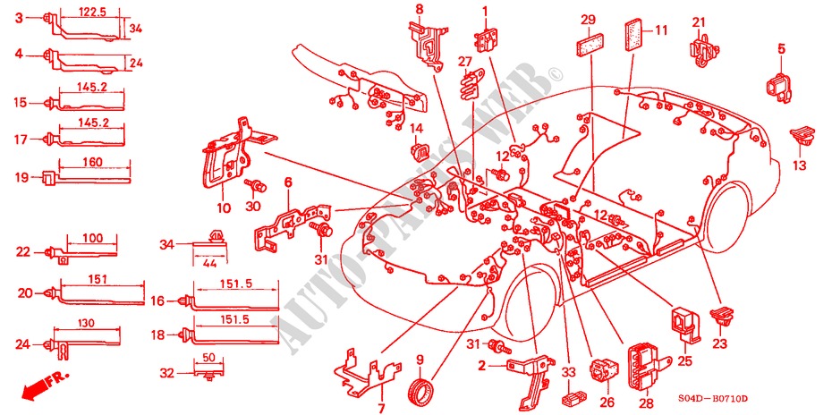 BANDA DE JUEGO DE CABLES/SOPORTE(LH) para Honda CIVIC 1.6IES 4 Puertas 5 velocidades manual 1998