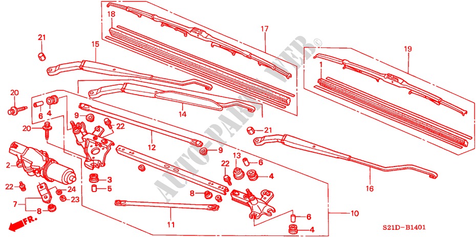 LIMPIAPARABRISAS (RH) para Honda BALLADE BASE 4 Puertas 5 velocidades manual 2000