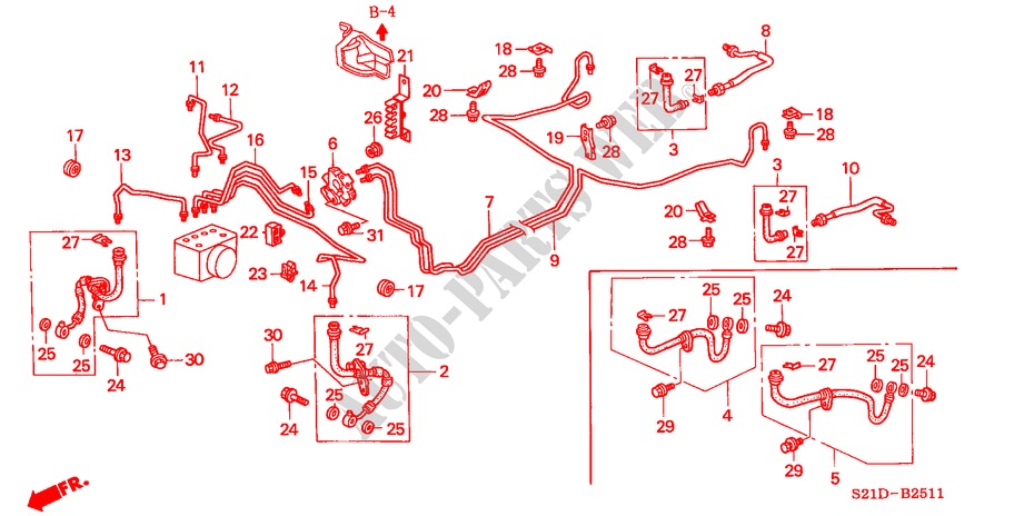 LINEAS DE FRENO(ABS)(RH) para Honda CIVIC VTI 4 Puertas 5 velocidades manual 2000