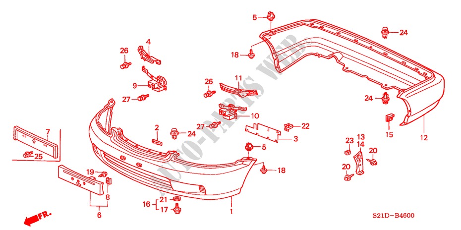 PARAGOLPES(1) para Honda CIVIC VTI 4 Puertas 5 velocidades manual 2000