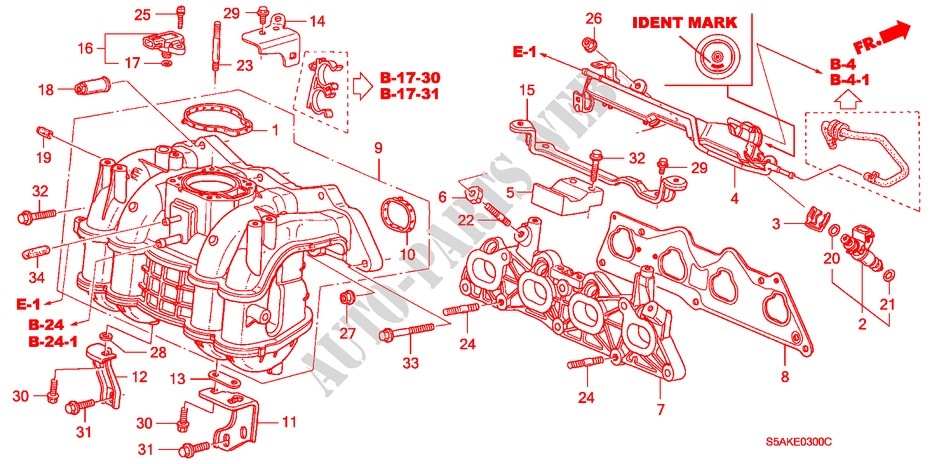 MULTIPLE DE ADMISION para Honda CIVIC 1.6LS 4 Puertas 5 velocidades manual 2004