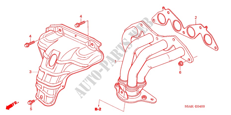 MULTIPLE DE ESCAPE(1) para Honda CIVIC 1.6LS 4 Puertas 5 velocidades manual 2003