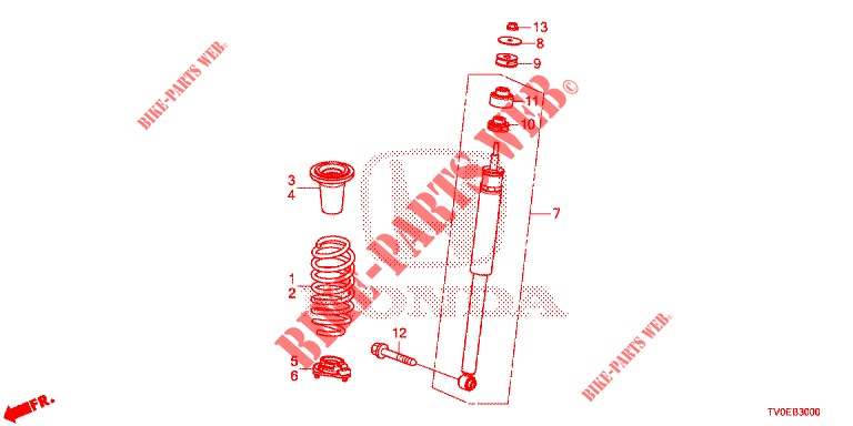 AMORTIGUADOR TRASERO  para Honda CIVIC 1.4 EXECUTIVE TUNER LESS 5 Puertas 6 velocidades manual 2014