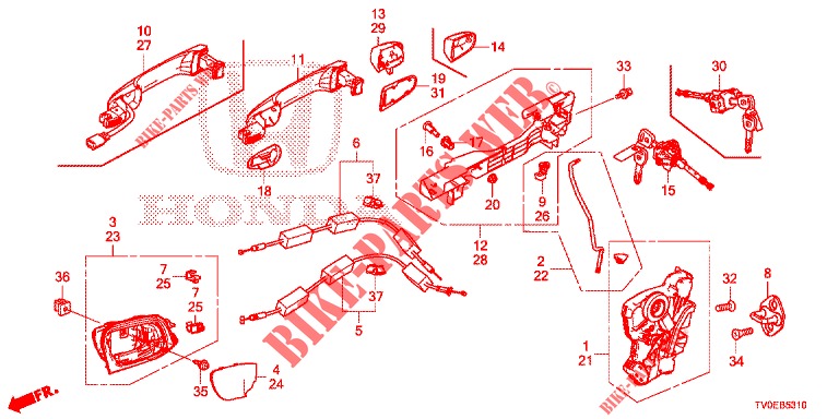 CERRADURAS DE PUERTA DEL./MANIJA EXTERIOR  para Honda CIVIC 1.4 EXECUTIVE TUNER LESS 5 Puertas 6 velocidades manual 2014