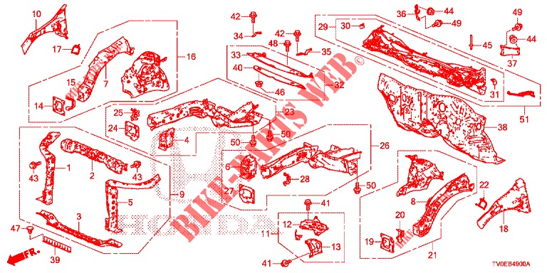 CONTENCION DELANTERA/TABLERO  para Honda CIVIC 1.4 EXECUTIVE TUNER LESS 5 Puertas 6 velocidades manual 2014