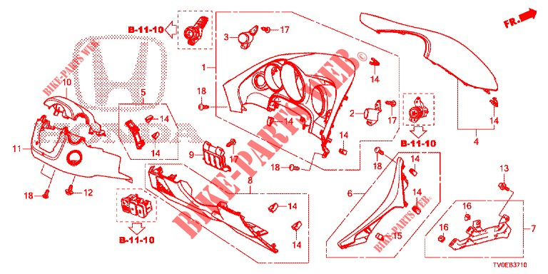 GUARNICION DE INSTRUMENTO (COTE DE CONDUCTEUR) (LH) para Honda CIVIC 1.4 EXECUTIVE TUNER LESS 5 Puertas 6 velocidades manual 2014