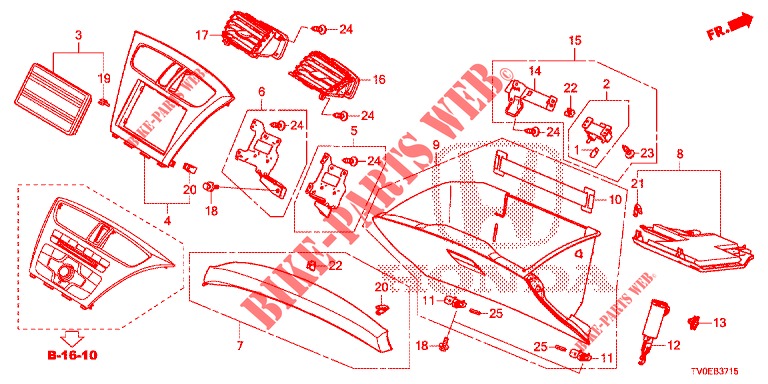 GUARNICION DE INSTRUMENTO (COTE DE PASSAGER) (LH) para Honda CIVIC 1.4 EXECUTIVE TUNER LESS 5 Puertas 6 velocidades manual 2014