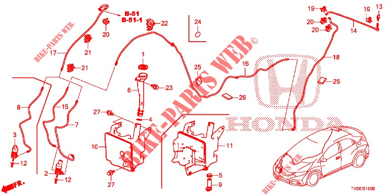 LAVAPARABRISAS DELANTERO (2D)  para Honda CIVIC 1.4 EXECUTIVE TUNER LESS 5 Puertas 6 velocidades manual 2014