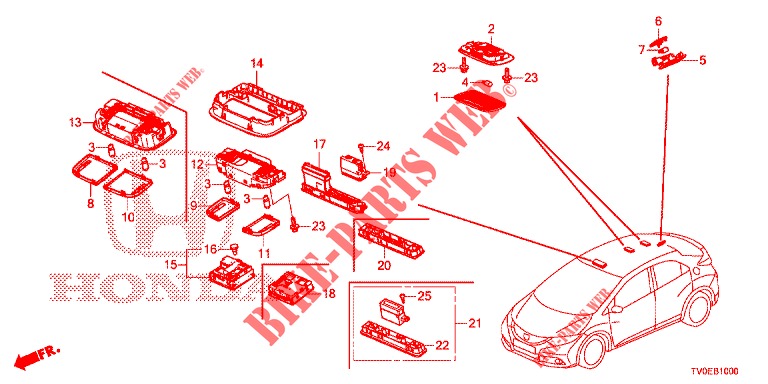 LUZ INTERIOR  para Honda CIVIC 1.4 EXECUTIVE TUNER LESS 5 Puertas 6 velocidades manual 2014