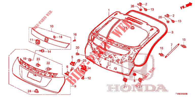 PANEL DE PUERTA TRASERA(2D)  para Honda CIVIC 1.4 EXECUTIVE TUNER LESS 5 Puertas 6 velocidades manual 2014