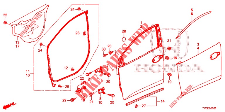 PANELES DE PUERTA DEL.(2D)  para Honda CIVIC 1.4 EXECUTIVE TUNER LESS 5 Puertas 6 velocidades manual 2014
