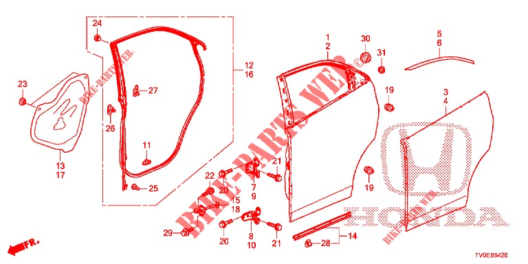 PANELES DE PUERTA TRAS.(4D)  para Honda CIVIC 1.4 EXECUTIVE TUNER LESS 5 Puertas 6 velocidades manual 2014