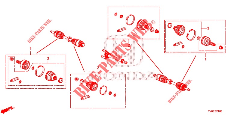 PARTES CORTAS DE JUEGO   EJE TRANSMISION DEL.  para Honda CIVIC 1.4 EXECUTIVE TUNER LESS 5 Puertas 6 velocidades manual 2014