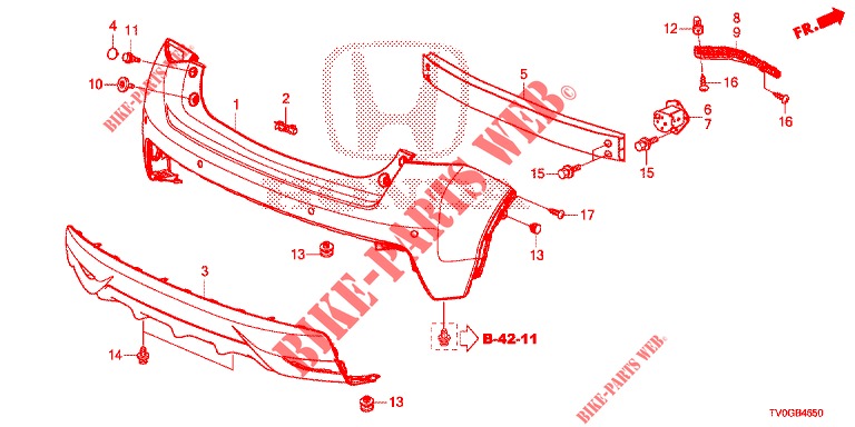 PARAGOLPES TRASERO  para Honda CIVIC 1.8 EXECUTIVE 5 Puertas 6 velocidades manual 2015