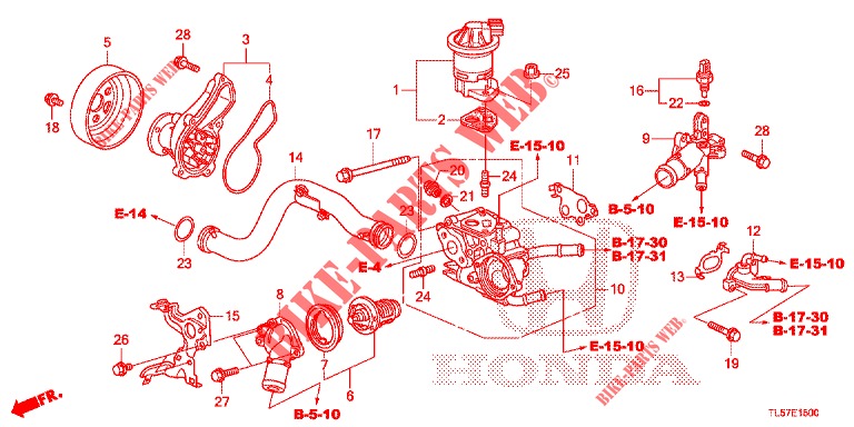BOMBA DE AGUA/TERMOSTATO (2.0L) para Honda ACCORD TOURER 2.0 EXECUTIVE 5 Puertas 6 velocidades manual 2015