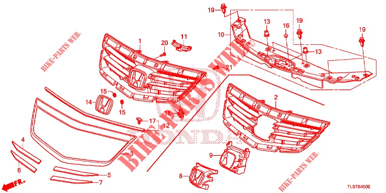 PARRILLA DELANTERA/MOLDURA  para Honda ACCORD TOURER 2.0 ELEGANCE PACK 5 Puertas 6 velocidades manual 2015