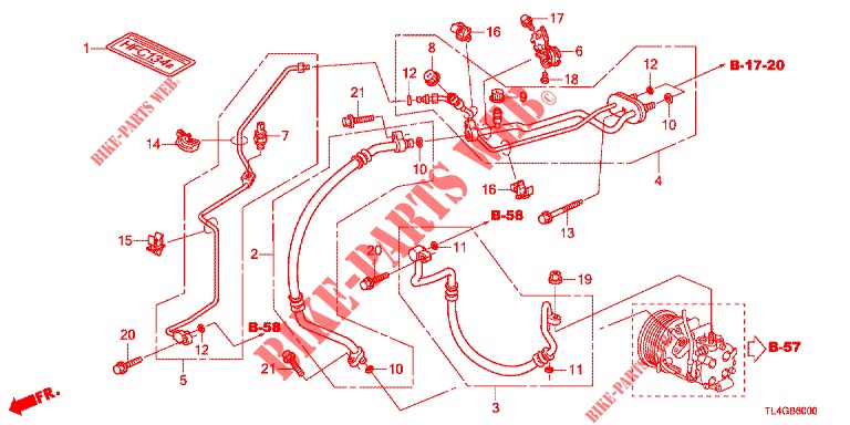ACONDICIONADOR DE AIRE (FLEXIBLES/TUYAUX) (2.0L) (LH) para Honda ACCORD TOURER 2.0 ELEGANCE PACK 5 Puertas 6 velocidades manual 2013
