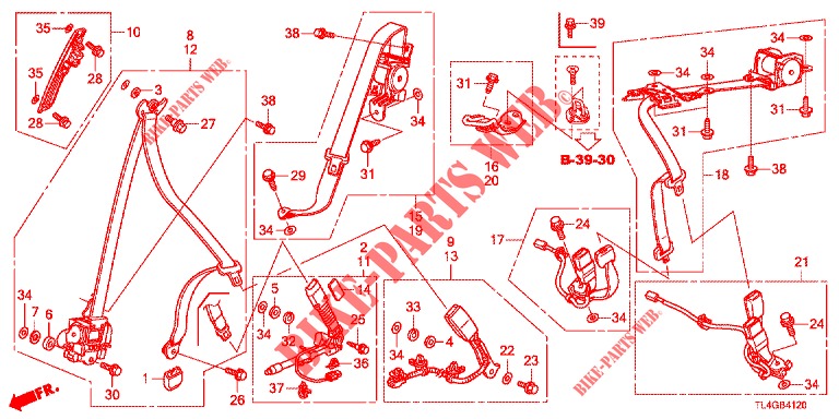 ASIENTO DELANTERO/CINTURONES DE SEGURIDAD  para Honda ACCORD TOURER 2.0 ELEGANCE PACK 5 Puertas 6 velocidades manual 2013