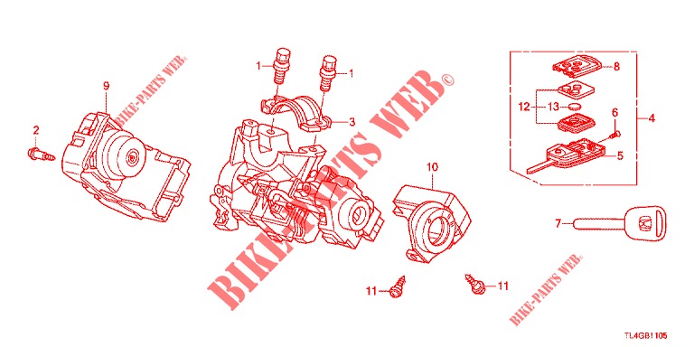 COMPONENTES CILINDRO LLAVE  para Honda ACCORD TOURER 2.0 ELEGANCE PACK 5 Puertas 6 velocidades manual 2013