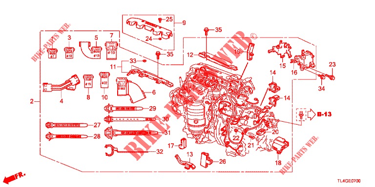 CONJ. DE CABLES DE MOTOR (2.0L) para Honda ACCORD TOURER 2.0 ELEGANCE PACK 5 Puertas 6 velocidades manual 2013