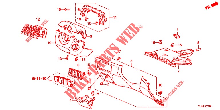 GUARNICION DE INSTRUMENTO (COTE DE CONDUCTEUR) (LH) para Honda ACCORD TOURER 2.0 ELEGANCE PACK 5 Puertas 6 velocidades manual 2013
