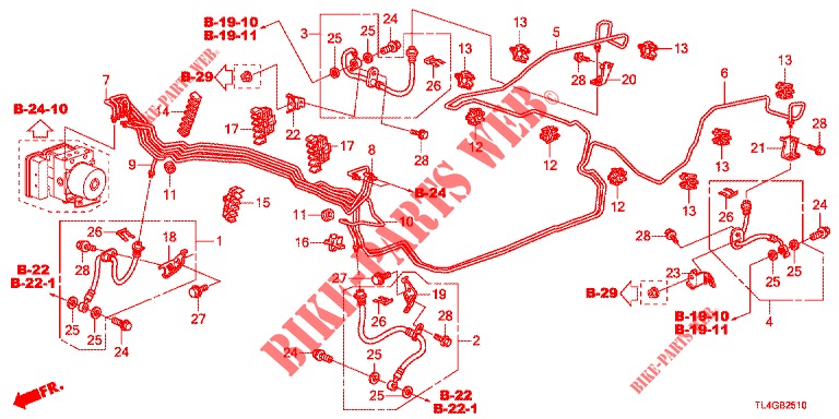 LINEAS DE FRENO (VSA) (LH) para Honda ACCORD TOURER 2.0 ELEGANCE PACK 5 Puertas 6 velocidades manual 2013