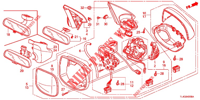 RETROVISOR/VISERA  para Honda ACCORD TOURER 2.0 ELEGANCE PACK 5 Puertas 6 velocidades manual 2013