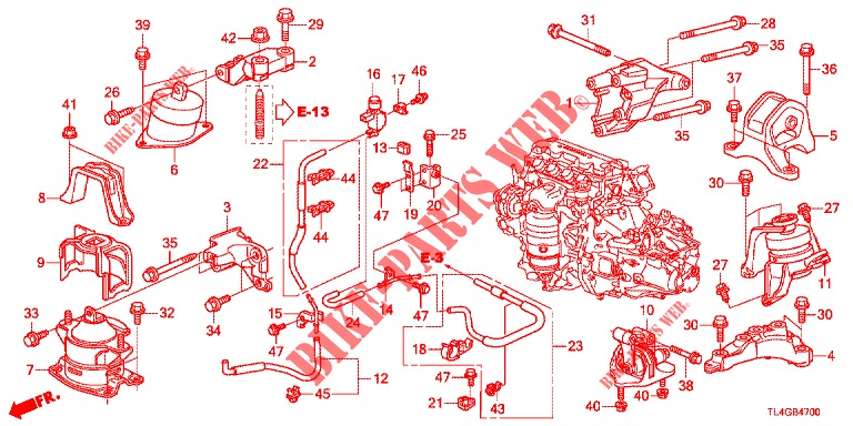 SOPORTES DE MOTOR (2.0L) (MT) para Honda ACCORD TOURER 2.0 ELEGANCE PACK 5 Puertas 6 velocidades manual 2013