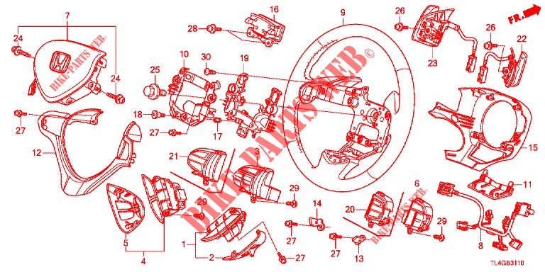 VOLANTE DE DIRECCION (SRS) para Honda ACCORD TOURER 2.0 ELEGANCE PACK 5 Puertas 6 velocidades manual 2013