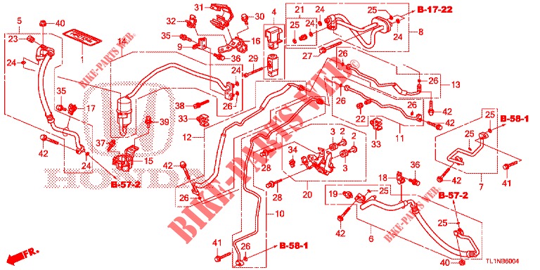 ACONDICIONADOR DE AIRE (FLEXIBLES/TUYAUX) (DIESEL) (LH) para Honda ACCORD DIESEL 2.2 LUXURY 4 Puertas 5 velocidades automática 2014