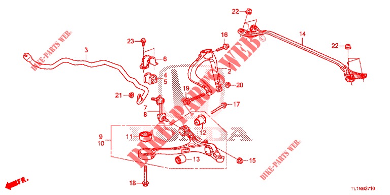 ESTABILIZADOR DELANTERO/BRAZO INFERIOR DELANTERO  para Honda ACCORD DIESEL 2.2 LUXURY 4 Puertas 5 velocidades automática 2014