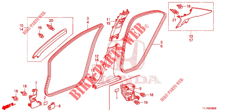 GUARNICION DE PILAR (LH) para Honda ACCORD DIESEL 2.2 LUXURY 4 Puertas 5 velocidades automática 2014