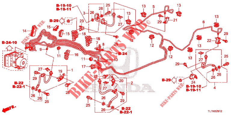 LINEAS DE FRENO (VSA) (DIESEL) (LH) para Honda ACCORD DIESEL 2.2 LUXURY 4 Puertas 5 velocidades automática 2014