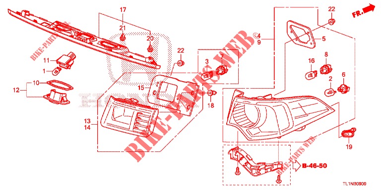 LUZ TRASERA/LUZ DE LICENCIA (PGM FI)  para Honda ACCORD DIESEL 2.2 LUXURY 4 Puertas 5 velocidades automática 2014