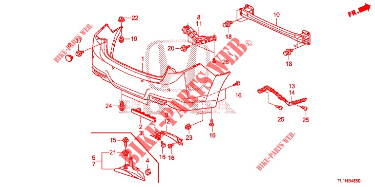 PARAGOLPES TRASERO  para Honda ACCORD DIESEL 2.2 LUXURY 4 Puertas 5 velocidades automática 2014