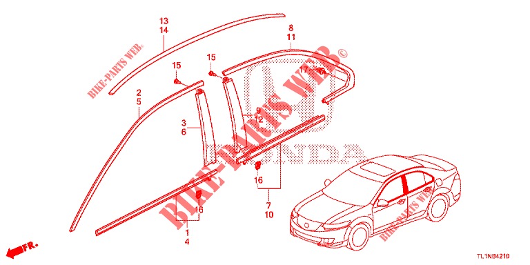 PARRILLA DELANTERA/MOLDURA  para Honda ACCORD DIESEL 2.2 LUXURY 4 Puertas 5 velocidades automática 2014