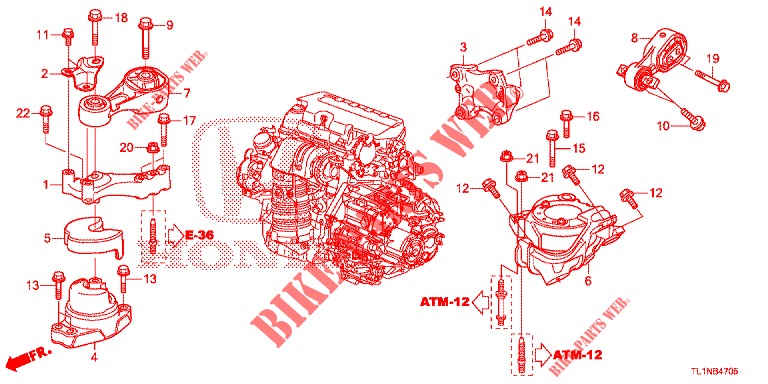SOPORTES DE MOTOR (DIESEL) (AT) para Honda ACCORD DIESEL 2.2 LUXURY 4 Puertas 5 velocidades automática 2014