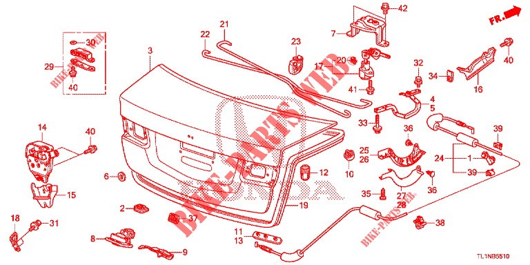 TAPA DE PORTAEQUIPAJE(4D)  para Honda ACCORD DIESEL 2.2 LUXURY 4 Puertas 5 velocidades automática 2014
