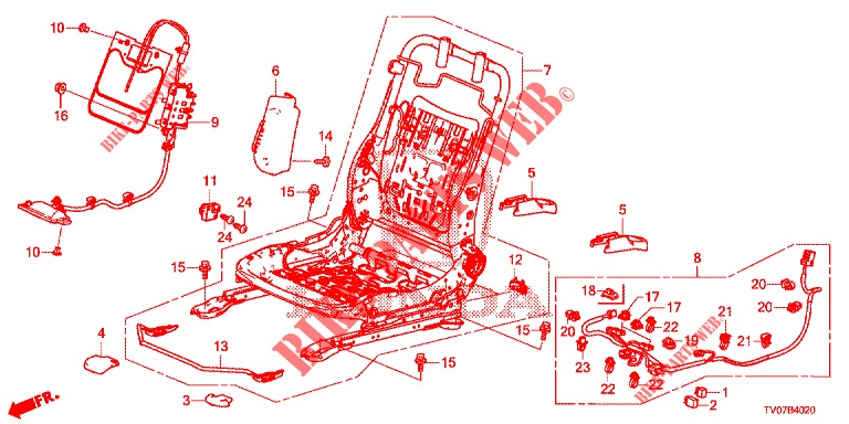 ASIENTO DEL. (D.) (SIEGE REGLAGE MANUEL) para Honda CIVIC 1.8 COMFORT 5 Puertas 6 velocidades manual 2012
