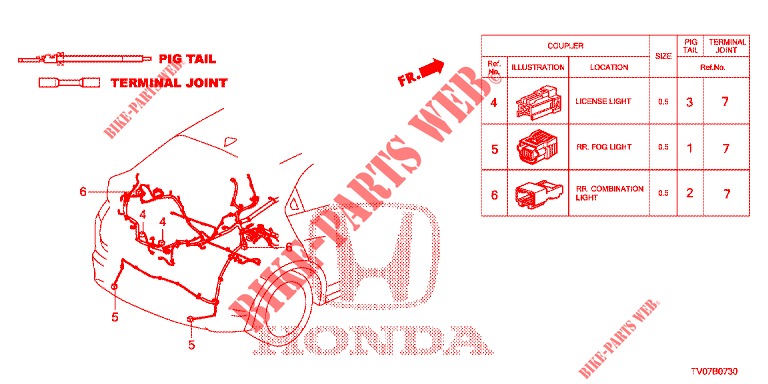 CONECTOR ELECTRICO (ARRIERE) para Honda CIVIC 1.8 COMFORT 5 Puertas 6 velocidades manual 2012