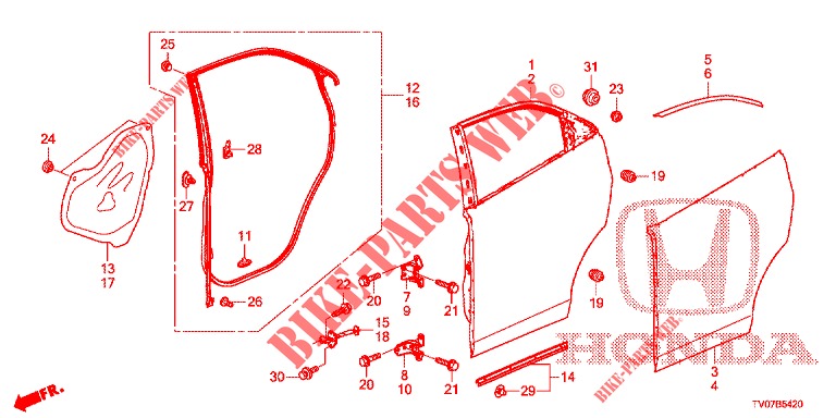 PANELES DE PUERTA TRAS.(4D)  para Honda CIVIC DIESEL 2.2 EXCLUSIVE 5 Puertas 6 velocidades manual 2012