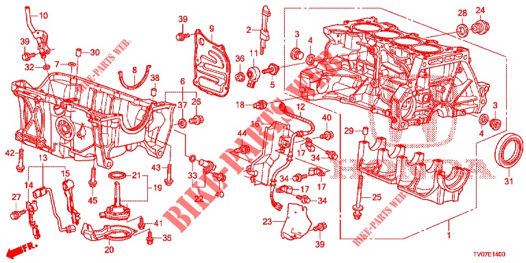 BLOQUE DE CILINDRO/COLECTOR DE ACEITE (1.4L) para Honda CIVIC 1.4 COMFORT 5 Puertas 6 velocidades manual 2013