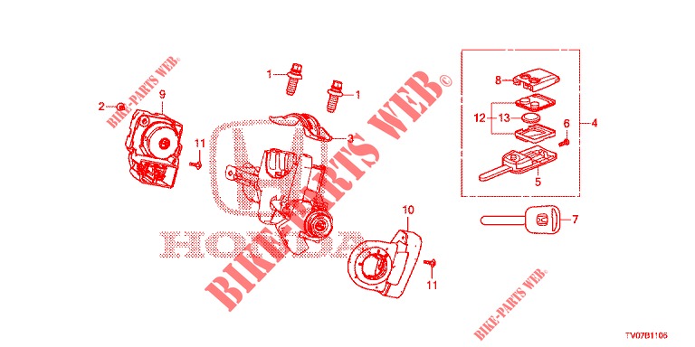 COMPONENTES CILINDRO LLAVE  para Honda CIVIC 1.4 COMFORT 5 Puertas 6 velocidades manual 2013
