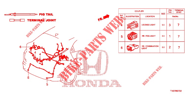 CONECTOR ELECTRICO (ARRIERE) para Honda CIVIC 1.4 COMFORT 5 Puertas 6 velocidades manual 2013