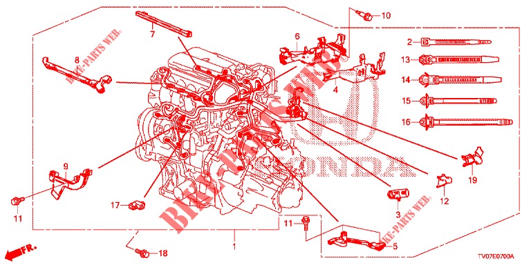 CONJ. DE CABLES DE MOTOR (1.4L) para Honda CIVIC 1.4 COMFORT 5 Puertas 6 velocidades manual 2013