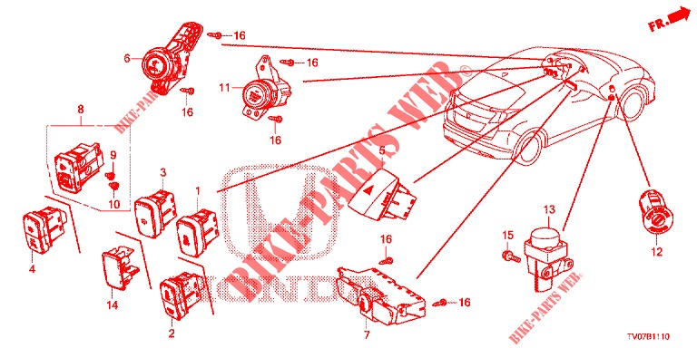 INTERRUPTOR (LH) para Honda CIVIC 1.4 COMFORT 5 Puertas 6 velocidades manual 2013