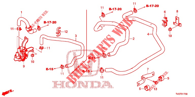MANGUERA DE AGUA/CONDUCTO DE CALEFACTOR (1.4L) (LH) para Honda CIVIC 1.4 COMFORT 5 Puertas 6 velocidades manual 2013