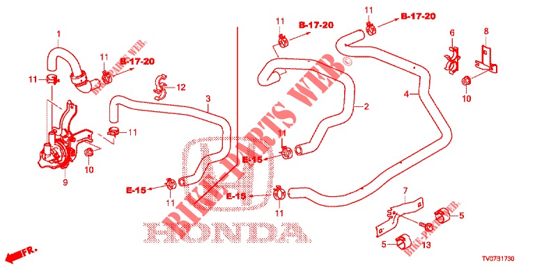 MANGUERA DE AGUA/CONDUCTO DE CALEFACTOR (1.4L) (LH) para Honda CIVIC 1.4 S 5 Puertas 6 velocidades manual 2013