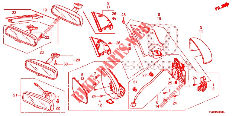 RETROVISOR/VISERA  para Honda CIVIC DIESEL 1.6 LIFESTYLE 5 Puertas 6 velocidades manual 2013