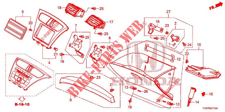 GUARNICION DE INSTRUMENTO (COTE DE PASSAGER) (LH) para Honda CIVIC 1.8 LIFESTYLE 5 Puertas 5 velocidades automática 2013